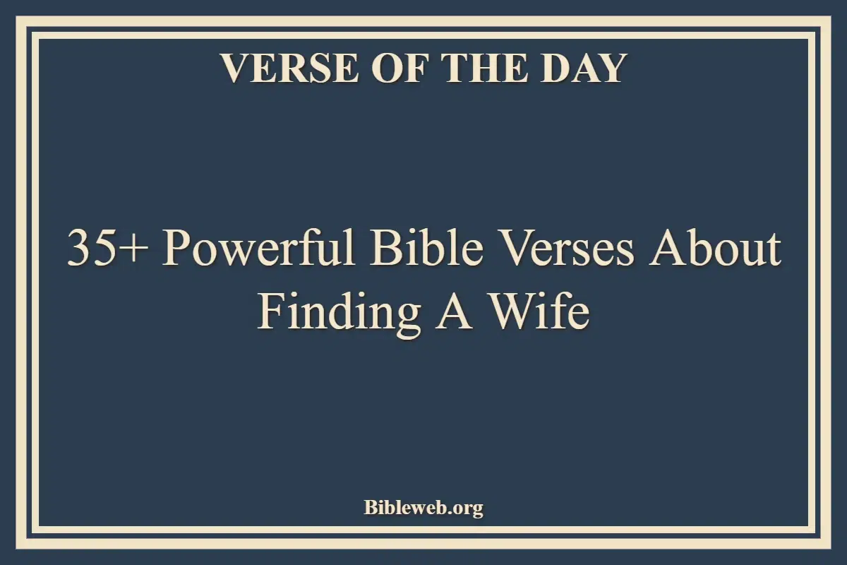 35+ Powerful Bible Verses About Finding A Wife