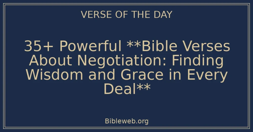 35+ Powerful **Bible Verses About Negotiation: Finding Wisdom and Grace in Every Deal**
