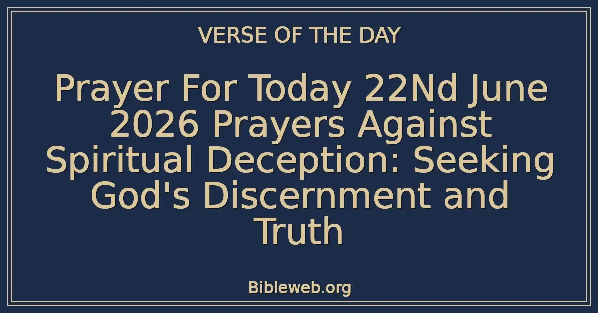Prayer For Today 22Nd June 2026 Prayers Against Spiritual Deception: Seeking God's Discernment and Truth