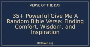 35+ Powerful Give Me A Random Bible Verse: Finding Comfort, Wisdom, and Inspiration